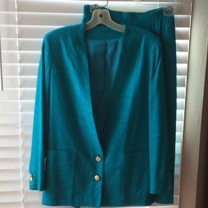 Skirt and Blazer Suit Set Aqua blue